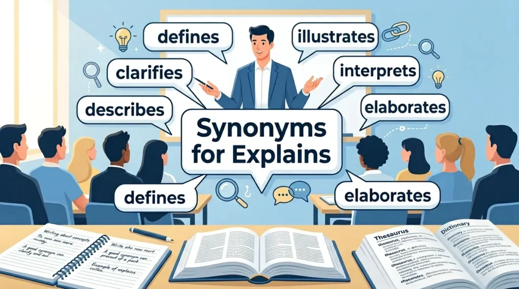 synonyms for explains