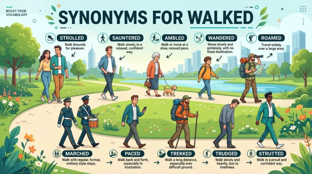 synonyms for walked